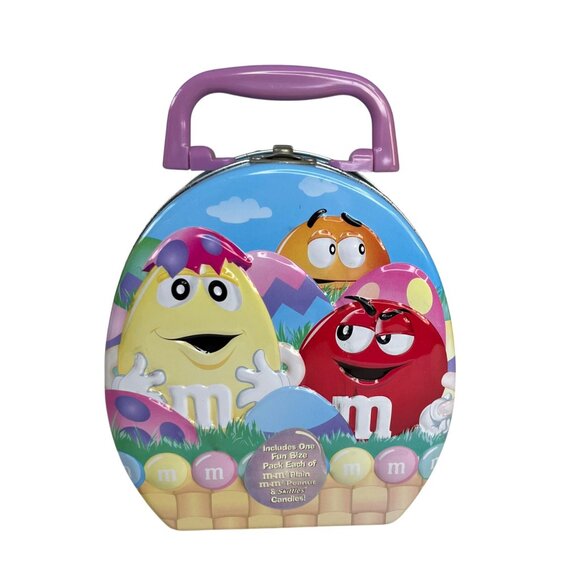 M&Ms Easter Themed Tin Lunch Box Handle Blue - Picture 2 of 14